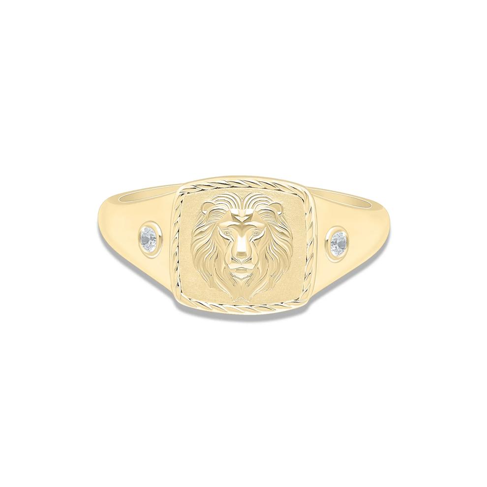 Men's Diamond Accent Lion's Head Ring in 10K Yellow Gold – Image 1 of 4