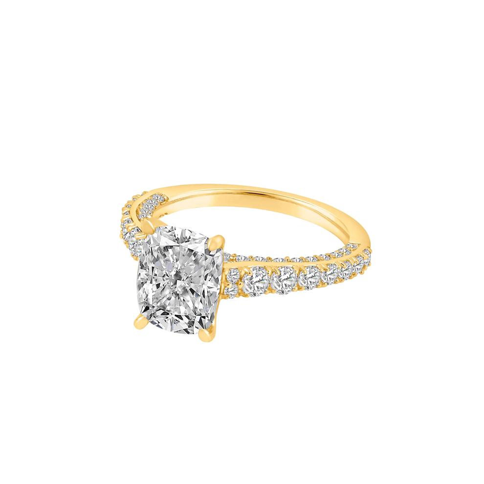 Lab Grown Diamond Elongated Cushion Engagement Ring in 14K Yellow Gold (4 ct. tw.) – Image 4 of 4