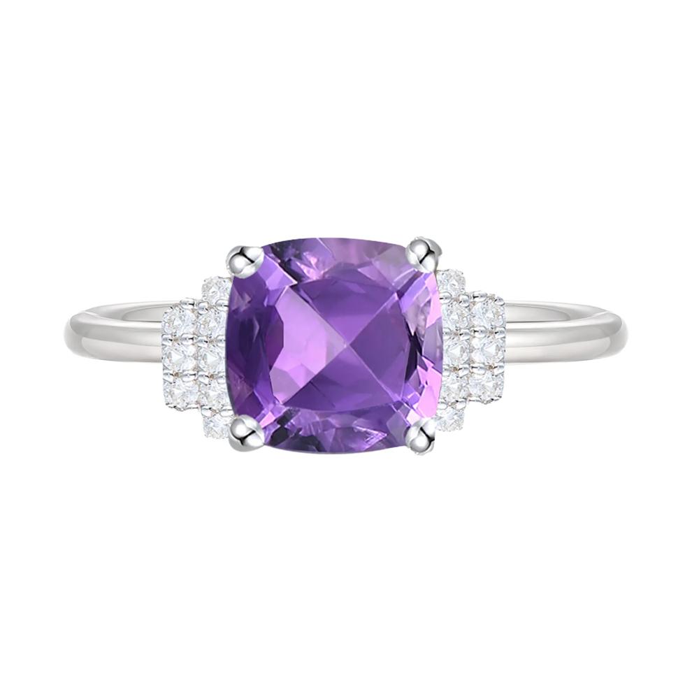 Amethyst &amp; Lab-Created White Sapphire Ring, Earring and Pendant Box Set in Sterling Silver – Image 6 of 8