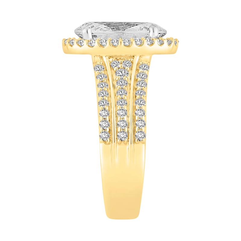 Lab Grown Diamond Oval Halo Engagement Ring in 14K Yellow and White Gold &#40;4 1/4 ct. tw.&#41; – Image 4 of 4