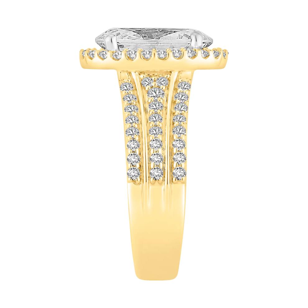 Lab Grown Diamond Oval Halo Engagement Ring in 14K Yellow and White Gold (4 1/4 ct. tw.) – Image 4 of 4