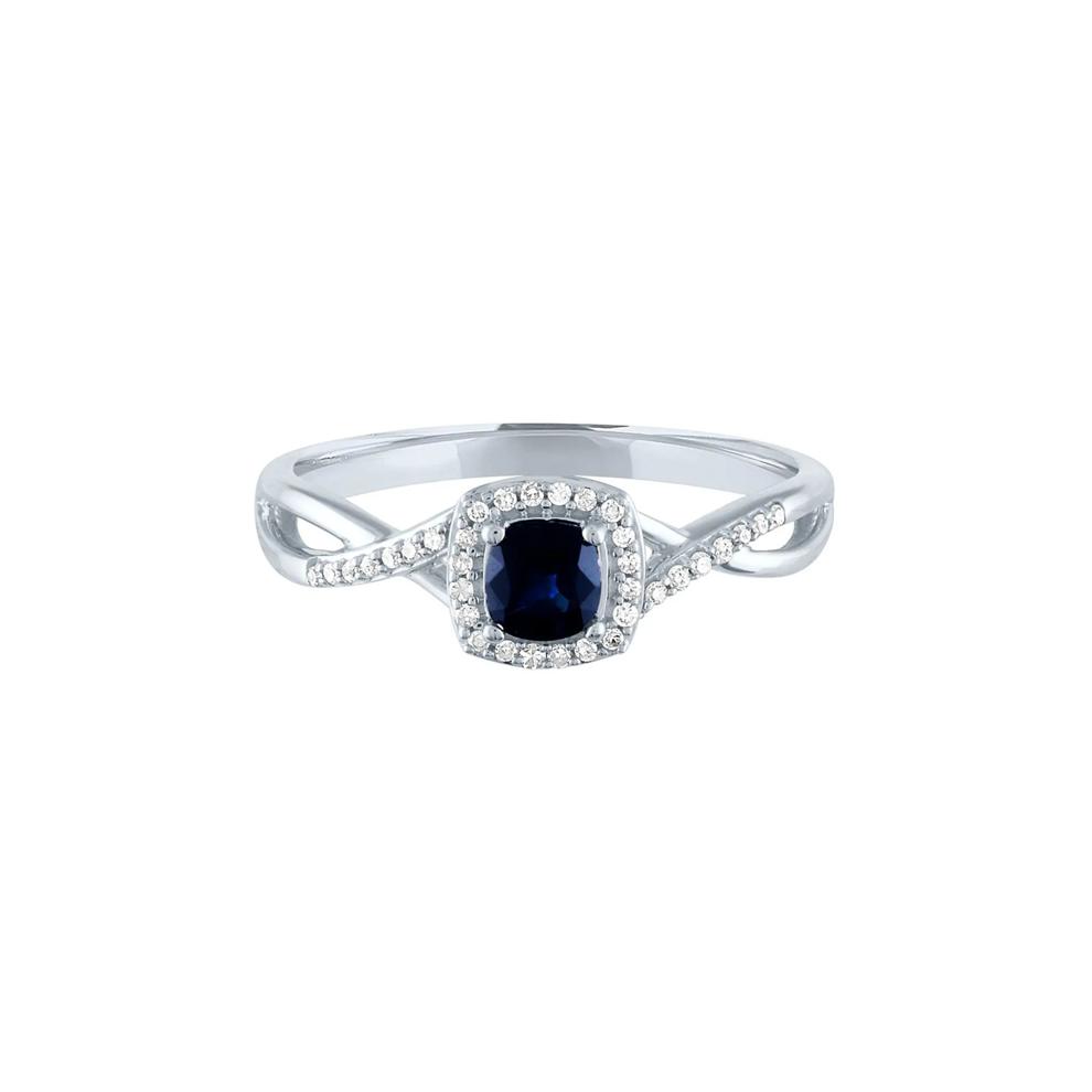 Sapphire &amp; Diamond Promise Ring in 10K White Gold – Image 1 of 3