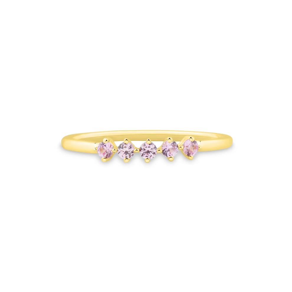 Lab-Created Pink Sapphire Five-Stone Band in 10K Yellow Gold – Image 1 of 3