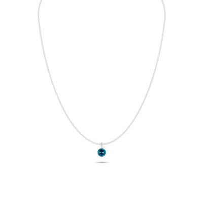 Blue Lab Grown Diamond Round Pendant Necklace in 10K White Gold (1 1/3 ct. tw.)