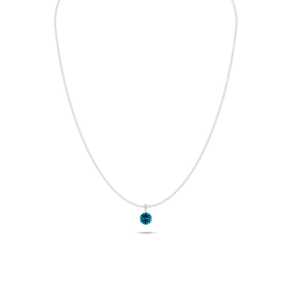 Blue Lab Grown Diamond Round Pendant Necklace in 10K White Gold (1 1/3 ct. tw.) – Image 1 of 4