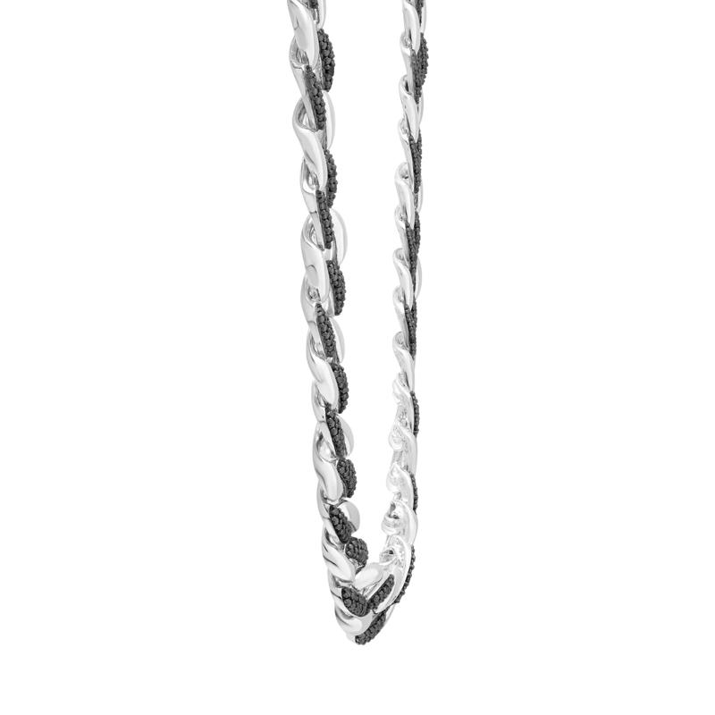 Black Diamond Curb Link Chain Necklace in Sterling Silver &#40;1/2 ct. tw.&#41; – Image 3 of 4