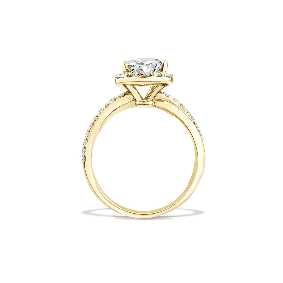 Lab Grown Diamond Pear-Shaped Halo Engagement Ring in 14K Yellow Gold (2 1/2 ct. tw.) – Image 2 of 4
