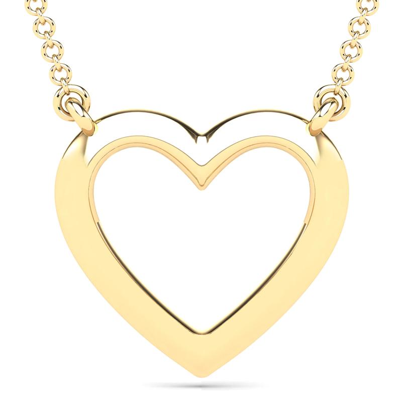Diamond Accent Heart Necklace in 10K Yellow Gold – Image 3 of 4