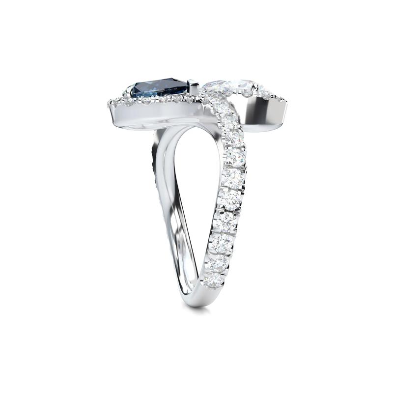 Lab Grown Diamond Fancy Blue &amp; White Pear-Shaped Engagement Ring in Platinum  &#40;2 1/2 ct. tw.&#41; – Image 3 of 5