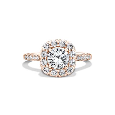Lab Grown Diamond Halo Engagement Ring in 10K Rose Gold (1 1/2 ct. tw.)