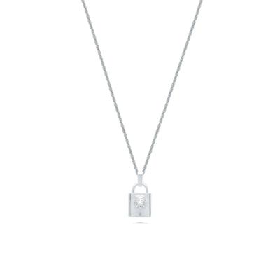 Men's Diamond Accent Lion Head Lock Pendant Necklace in Sterling Silver