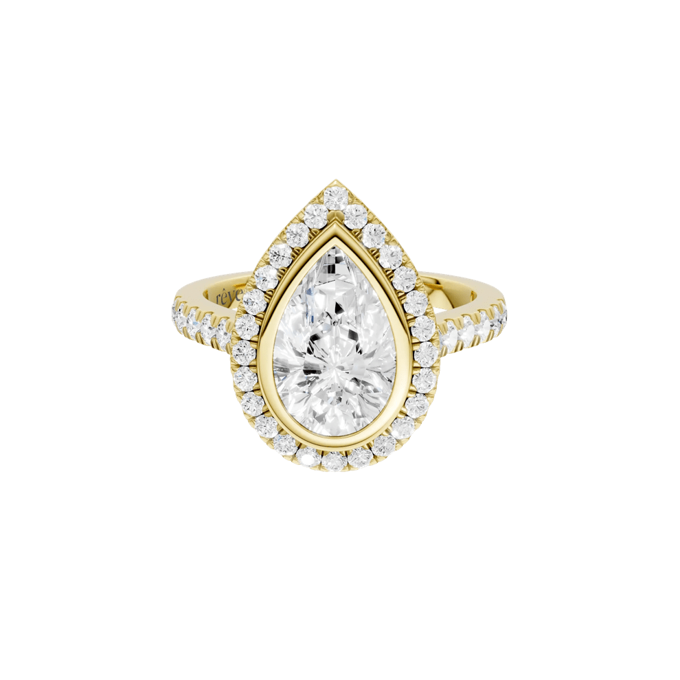 Jude Lab Grown Diamond Pear-Shaped Halo Engagement Ring in 14K Yellow Gold (2 5/8 ct. tw.) – Image 1 of 5