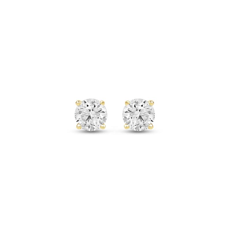 Lab Grown Diamond Round Solitaire Stud Earrings in 14K Yellow Gold &#40;3/4 ct. tw.&#41; – Image 2 of 3