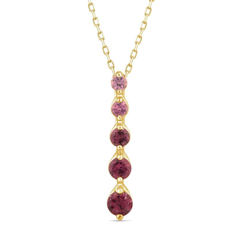 Rhodolite Graduated Drop Pendant in 10K Yellow Gold – Image 1 of 4