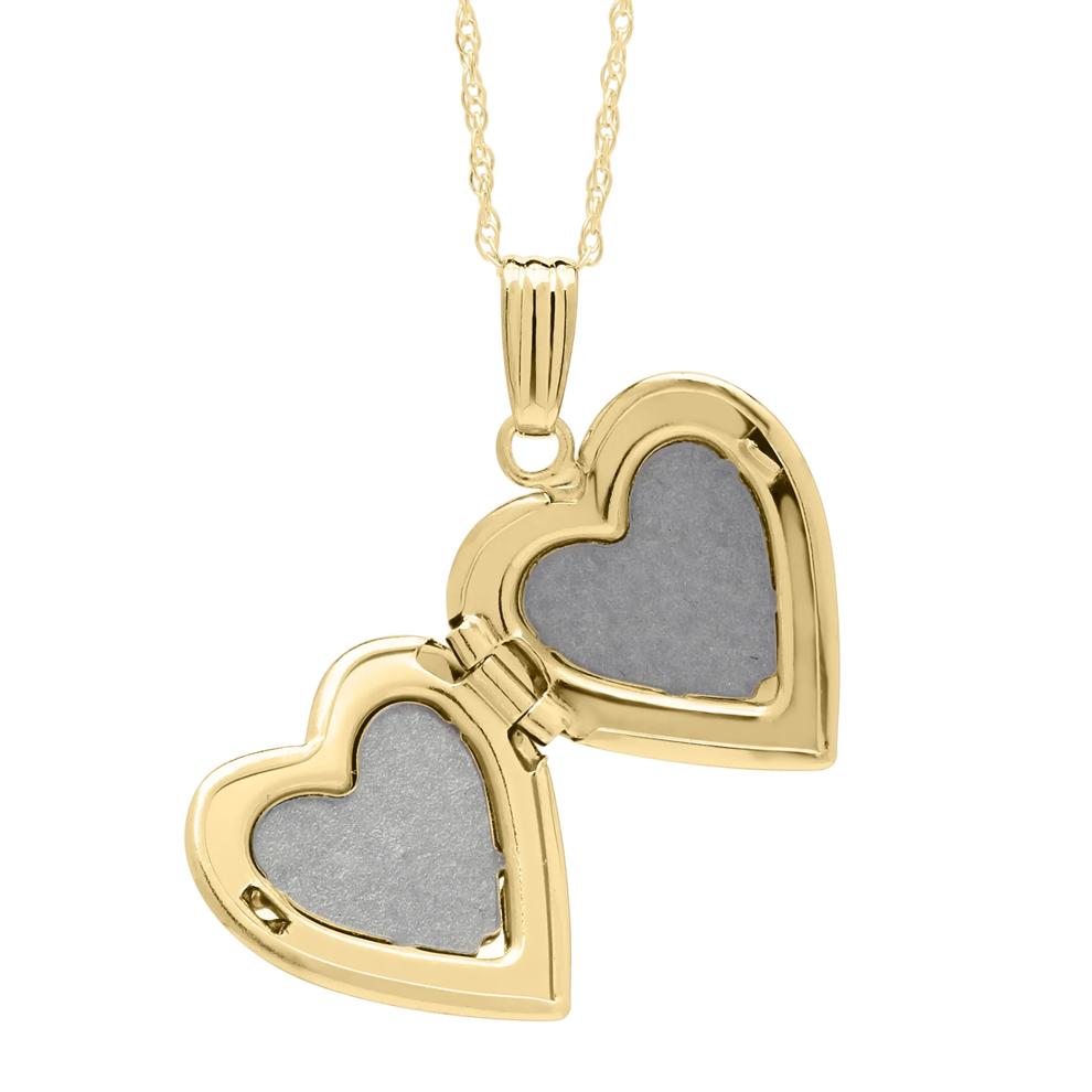 Diamond Accent Heart Locket in 14K Yellow Gold – Image 3 of 4