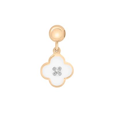 Diamond Accent Clover and Enamel Bead Charm in Vermeil