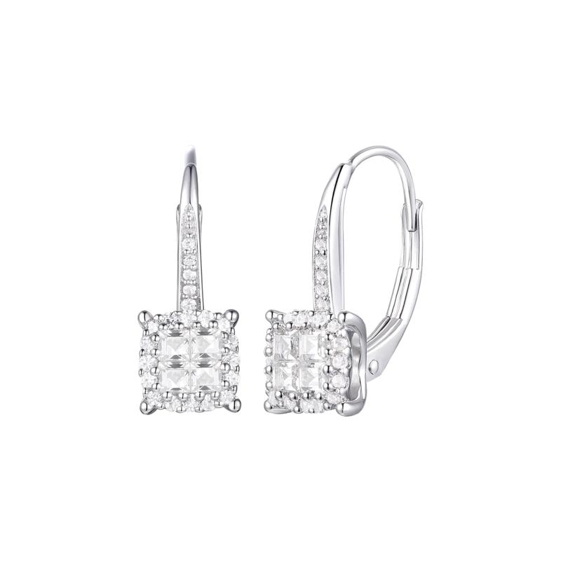 Princess-Cut Diamond Drop Earrings in 10K White Gold &#40;1/2 ct. tw.&#41; – Image 1 of 1