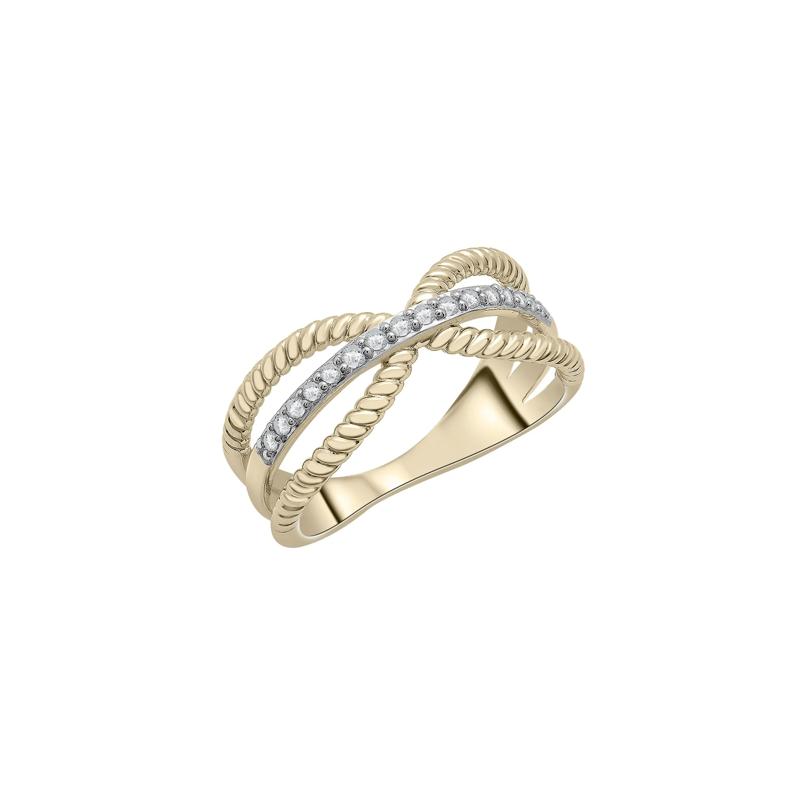 Diamond Crossover Band in 10K Yellow Gold &#40;1/7 ct. tw.&#41; – Image 4 of 5