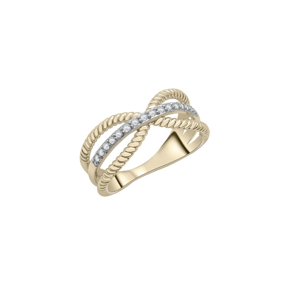 Diamond Crossover Band in 10K Yellow Gold (1/7 ct. tw.) – Image 4 of 5