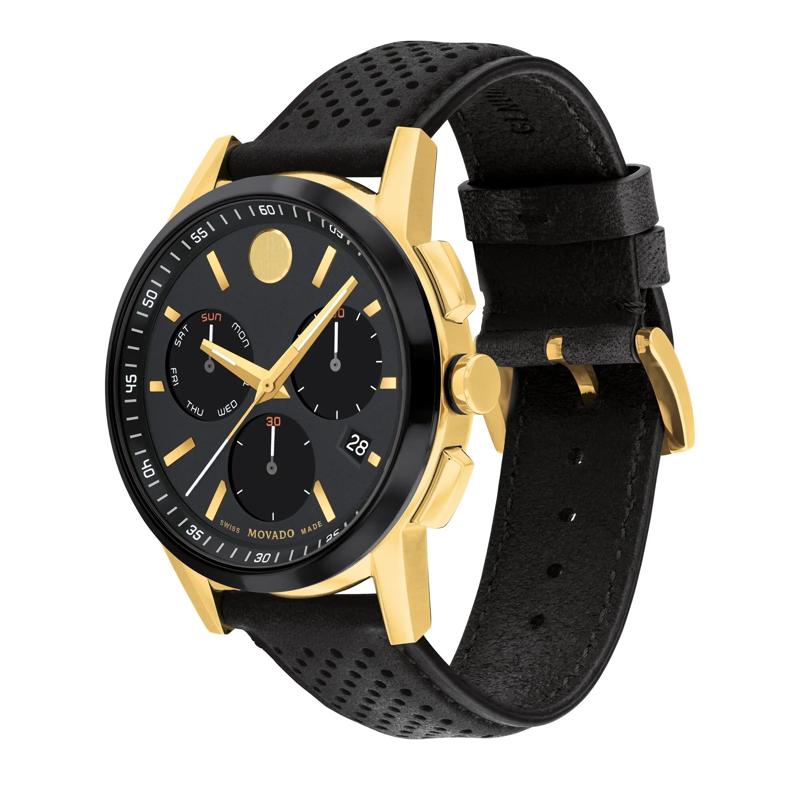 Men&#39;s Museum Sport Watch in Gold-Tone Stainless Steel and Black Leather, 43MM – Image 2 of 3