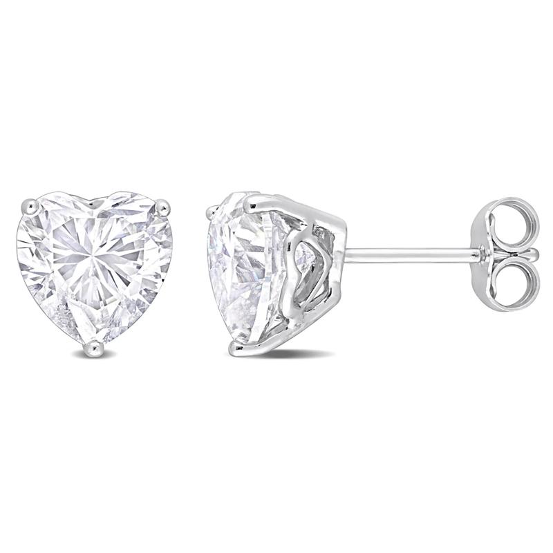 Heart-Shaped Lab-Created Moissanite Stud Earrings in Sterling Silver (4 ct. dew) – Image 1 of 5