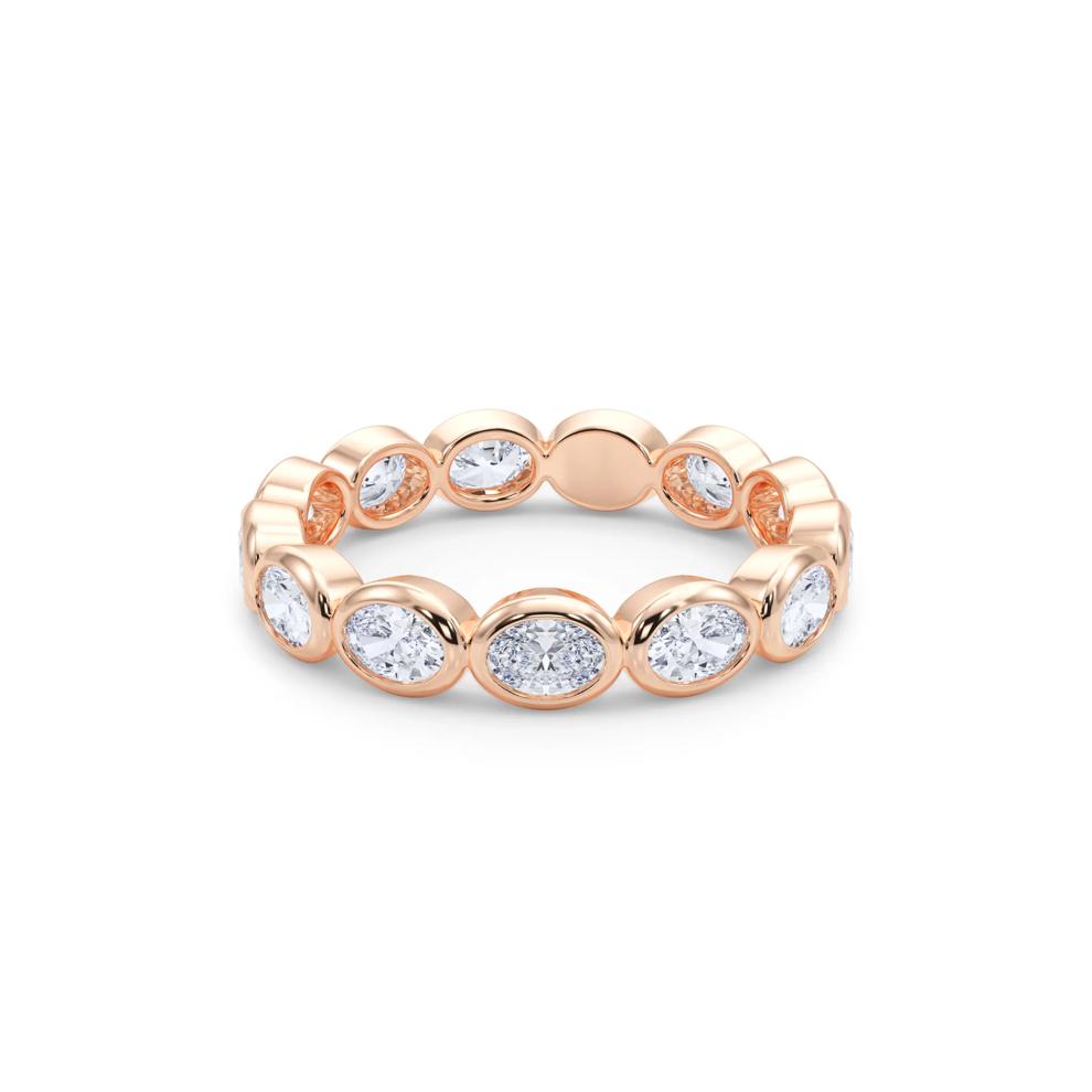 Diamond Oval Bezel-Set True Eternity Band in 14K Rose Gold – Image 4 of 5