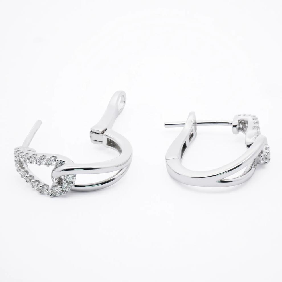 Diamond Interlocking Hoop Earrings in Sterling Silver (1/4 ct. tw.) – Image 2 of 2