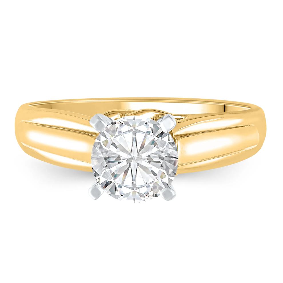 Wide-Shank Semi-Mount Engagement Ring in 14K Yellow Gold (Setting Only) – Image 1 of 6