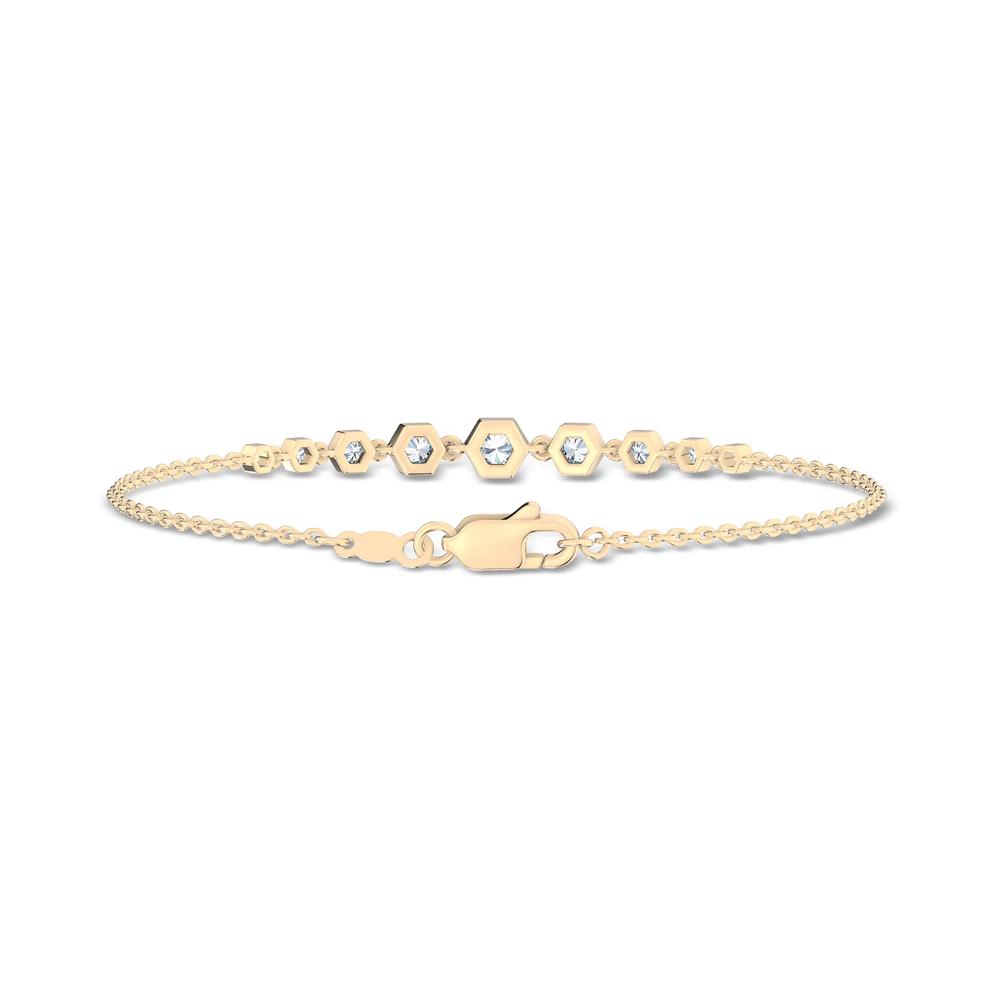 Diamond Graduated Hexagon Station Chain Bracelet in 10K Yellow Gold, 7" (3/8 ct. tw.) – Image 2 of 2