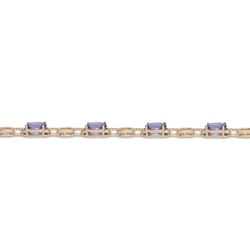 Oval Tanzanite &amp; Round Diamond Link Bracelet in 14K Yellow Gold, 7.25" (1/3 ct. tw.) – Image 4 of 4