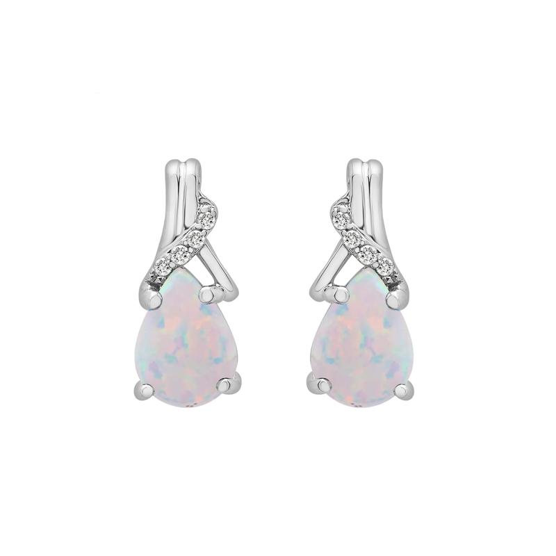 Lab Created Opal &amp; Diamond Pendant &amp; Earrings Boxed Set in Sterling Silver – Image 3 of 7