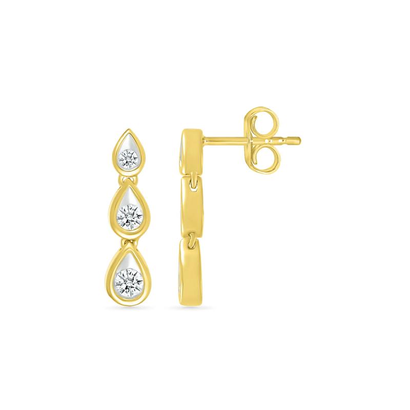 Diamond Drop Earrings in 10K Yellow Gold &#40;1/5 ct. tw.&#41; – Image 2 of 3