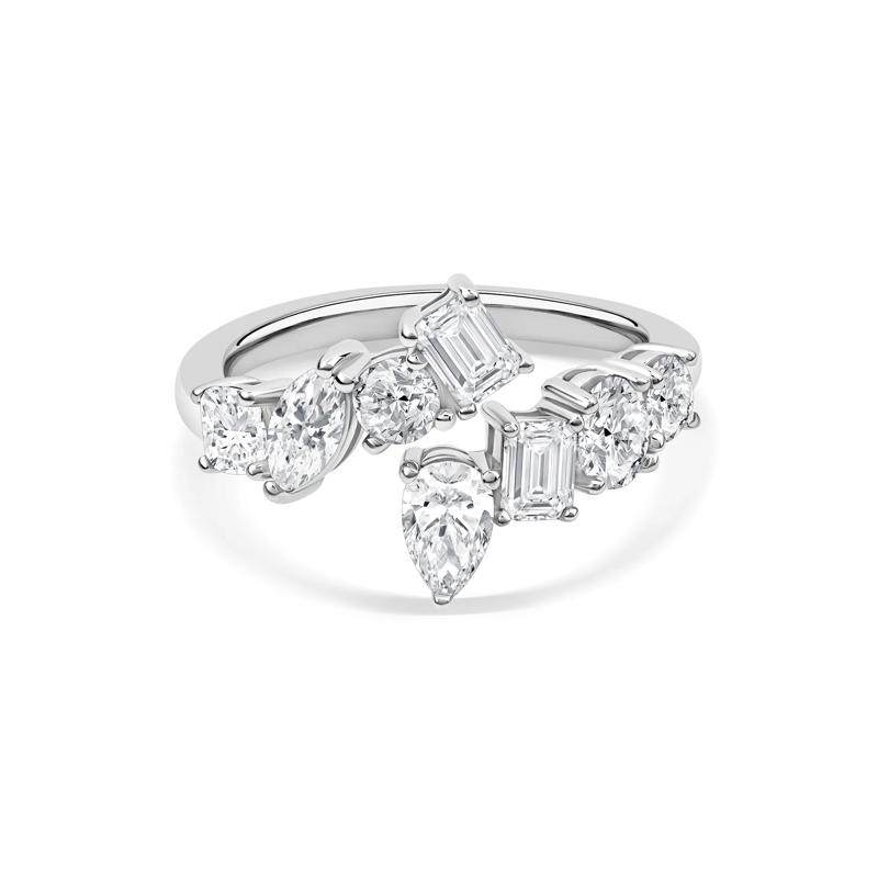 Lab Grown Diamond Multi-Shape Bypass Ring in 14K White Gold &#40;1 1/2 ct. tw.&#41; – Image 1 of 3