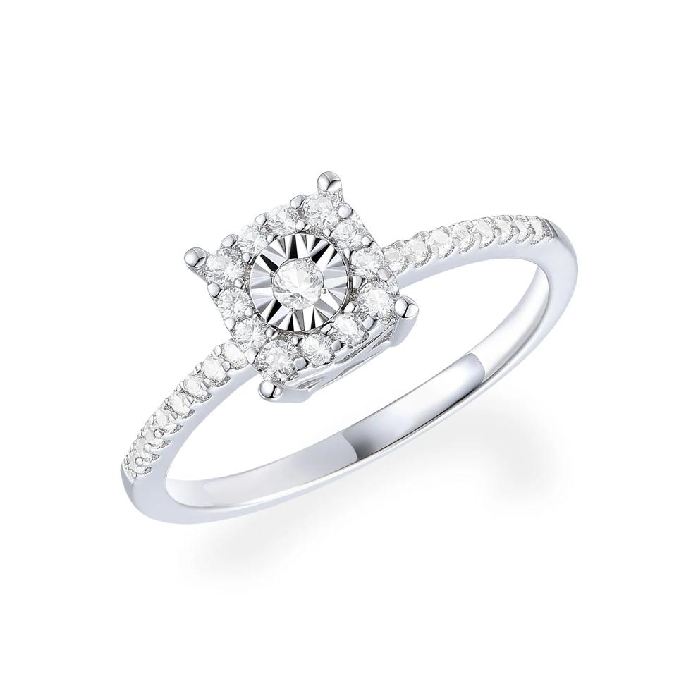 Diamond Princess-Cut Illusion Center Promise Ring in Sterling Silver (1/4 ct. tw.) – Image 4 of 4