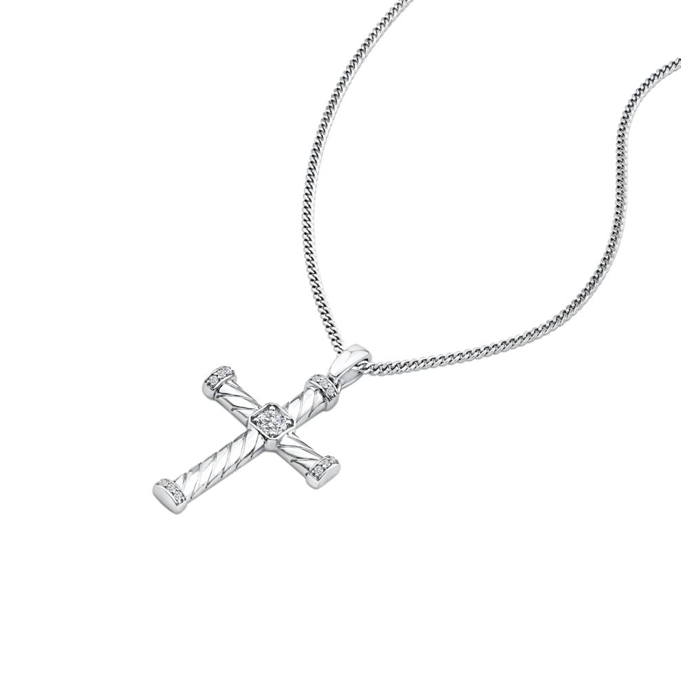 Men's Diamond Cross Pendant Necklace in Sterling Silver (1/3 ct. tw.) – Image 4 of 4
