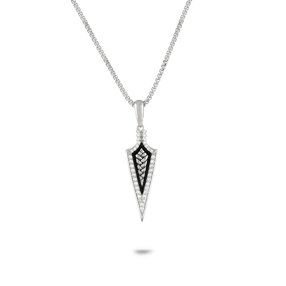 Men's Diamond Arrowhead Pendant Necklace in Sterling Silver (1/4 ct. tw.) – Image 1 of 4