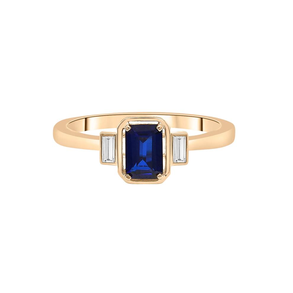 Lab-Created Blue and White Sapphire Ring in Vermeil – Image 1 of 7