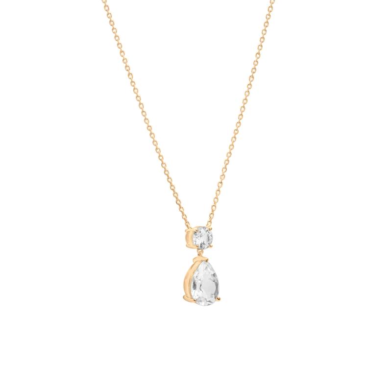 Lab-Created White Sapphire Drop Pendant in Vermeil – Image 2 of 8