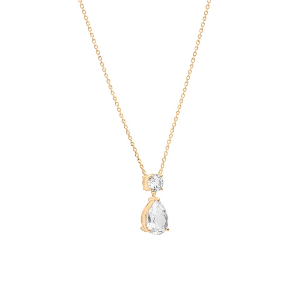 Lab-Created White Sapphire Drop Pendant in Vermeil – Image 2 of 8