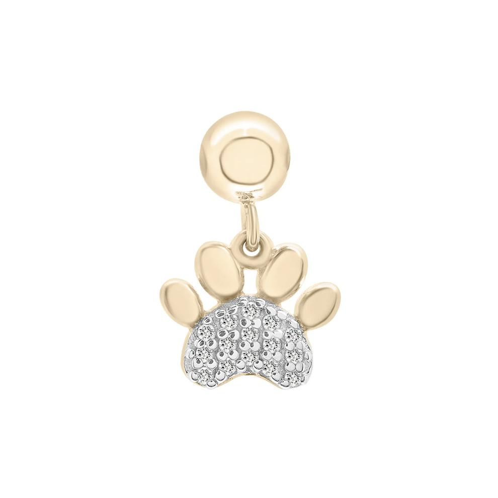 Diamond Accent Paw Bead Charm in Sterling Silver – Image 1 of 3