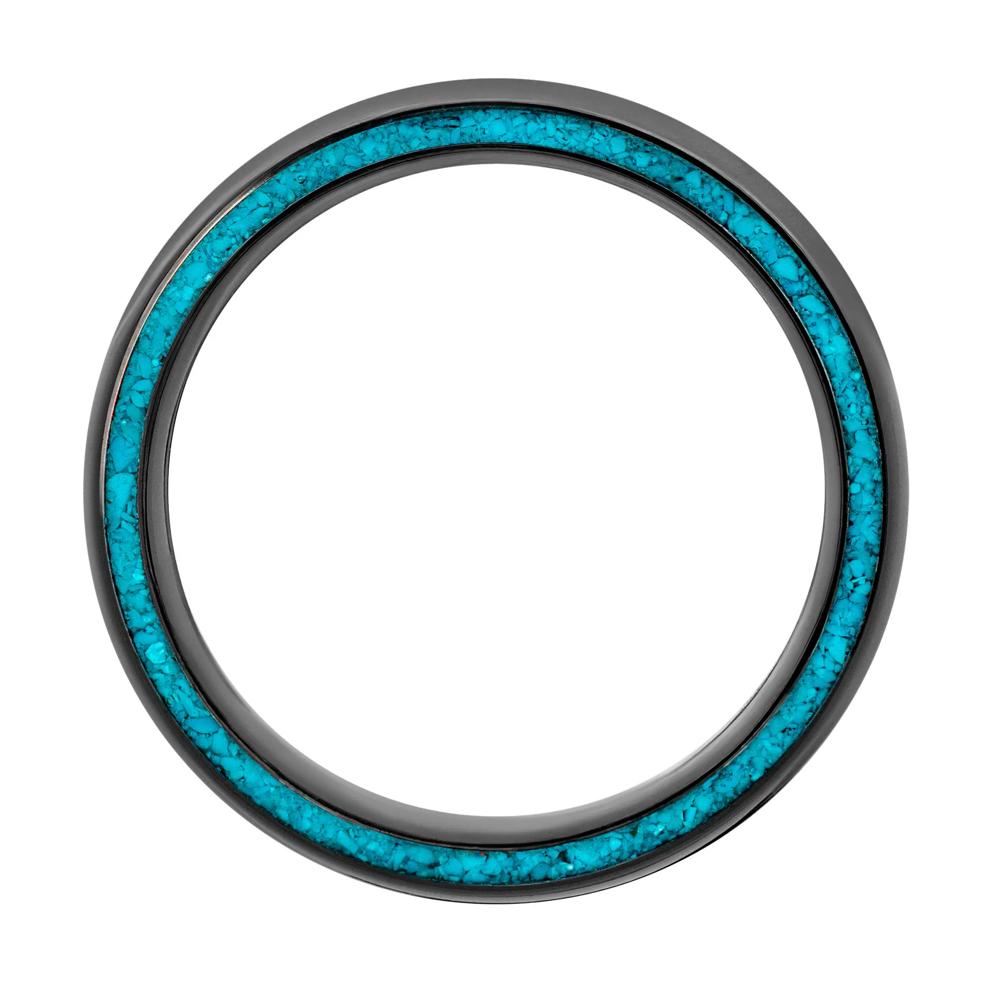 Domed Zirconium Band with Turquoise Inlay, 7MM – Image 2 of 3