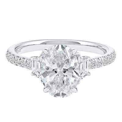 Khai Lab Grown Diamond Oval Engagement Ring in Platinum (2 3/4 ct. tw.)