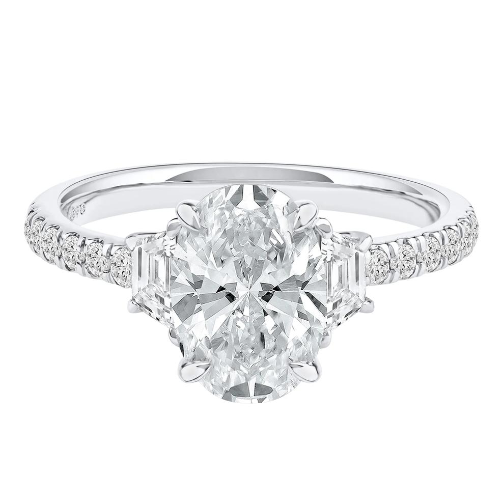 Khai Lab Grown Diamond Oval Engagement Ring in Platinum (2 3/4 ct. tw.) – Image 1 of 5