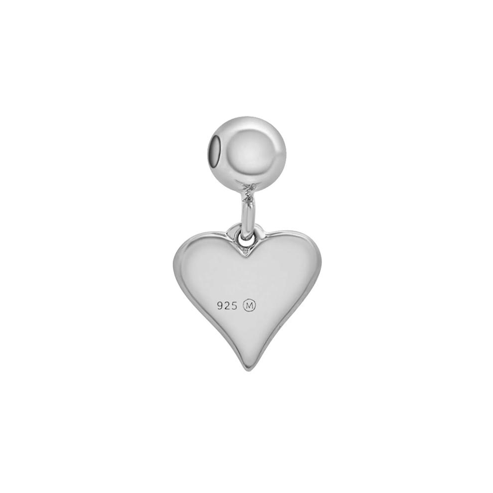 Diamond Accent Puff Heart Bead Charm in Sterling Silver – Image 3 of 3