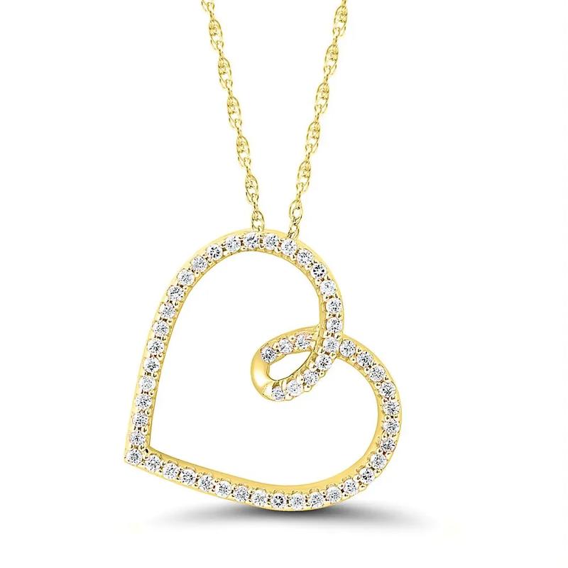 1/7 ct. tw. Diamond Heart Pendant in 10K Yellow Gold – Image 1 of 3