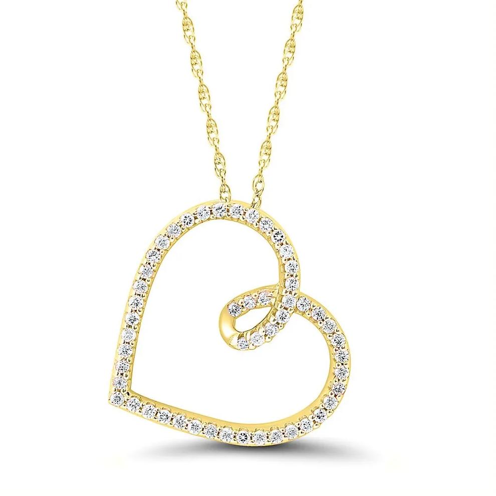 1/7 ct. tw. Diamond Heart Pendant in 10K Yellow Gold – Image 1 of 3