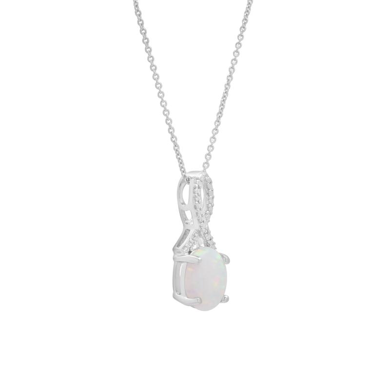 Lab-Created Opal and Diamond Accent Pendant &amp; Earrings Boxed Set in Sterling Silver – Image 6 of 6