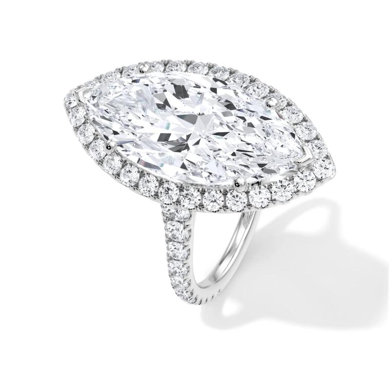 Lab Grown Diamond Marquise Halo Engagement Ring in Platinum &#40;8 1/4 ct. tw.&#41; – Image 4 of 4