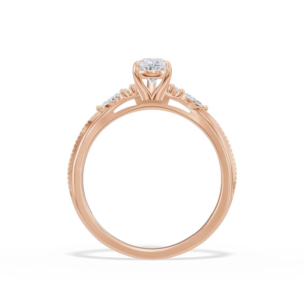 Diamond Pear-Shaped Center Engagement Ring in 14K Rose Gold (5/8 ct. tw.) – Image 2 of 4
