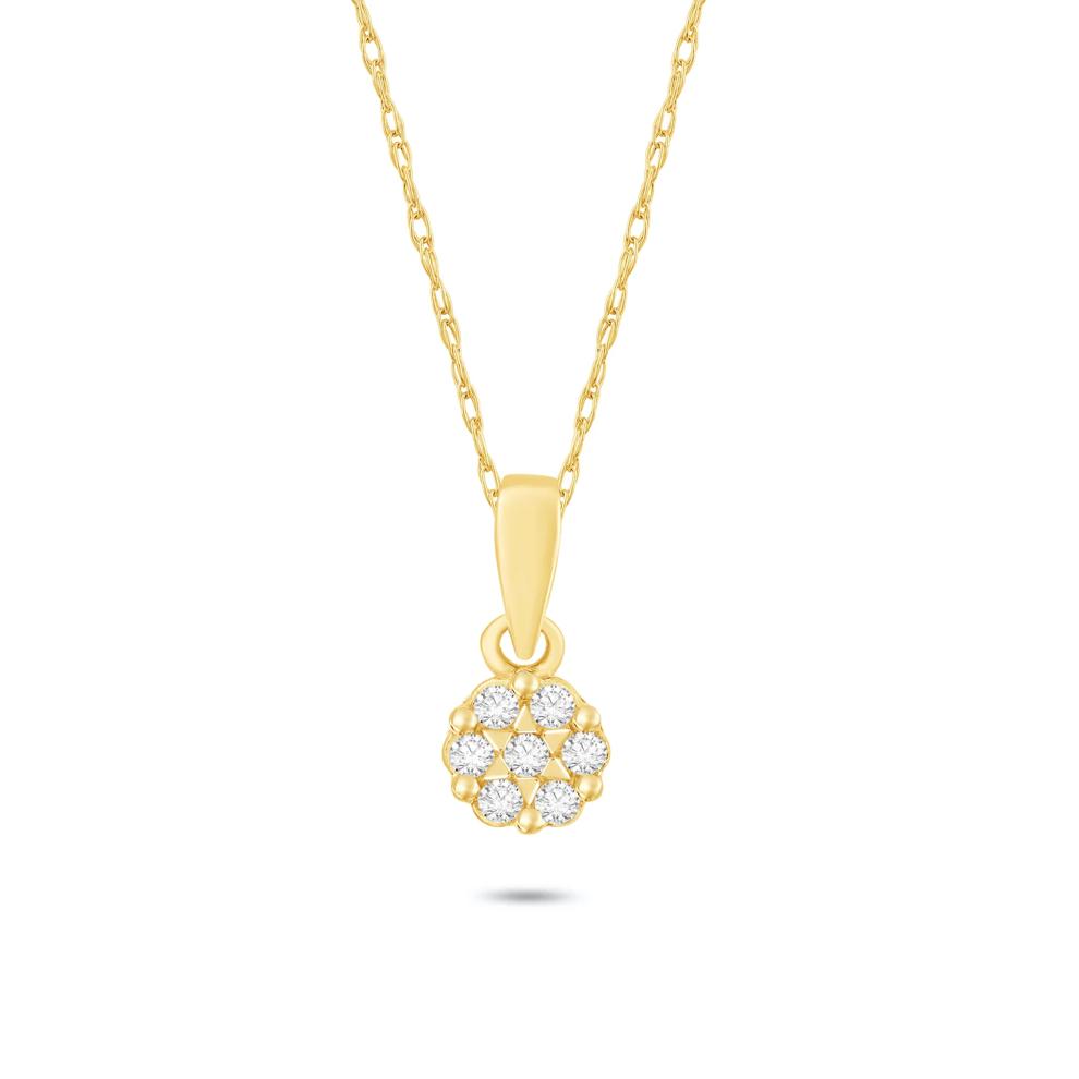 Diamond Accent Round Cluster Pendant Necklace in 10K Yellow Gold – Image 1 of 4